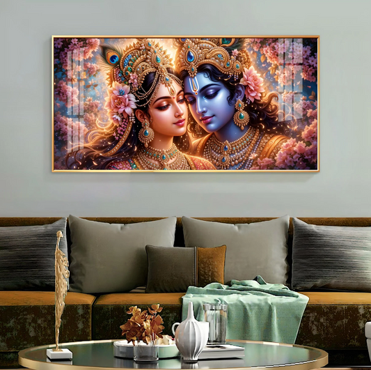 Krishna and Radha Unveiled Premium Acrylic Horizontal Wall Art