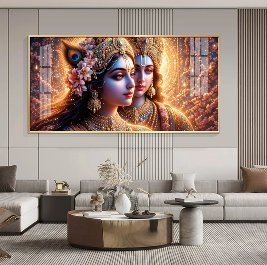 Portrait Of Radha Krishna Connection Premium Acrylic Horizontal Wall Art