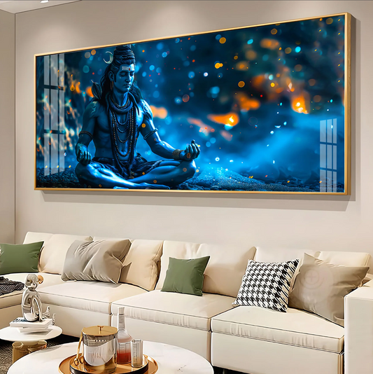 Mahadev In Spiritual Endeavor Premium Acrylic Horizontal Wall Art