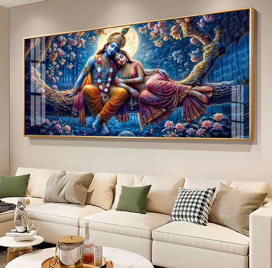 Krishna and His Beloved Premium Acrylic Horizontal Wall Art
