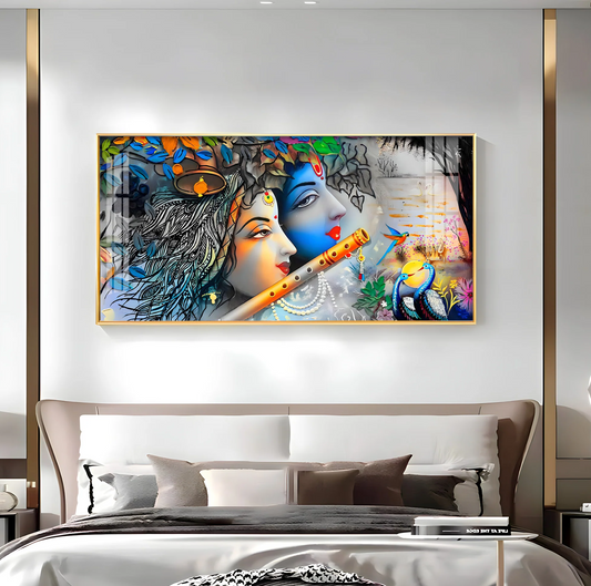 Radha Krishna Unforgetable Love Pemium Acrylic Horizontal Wall Art