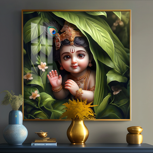Ladoo Gopal Premium Acrylic Square Wall Art