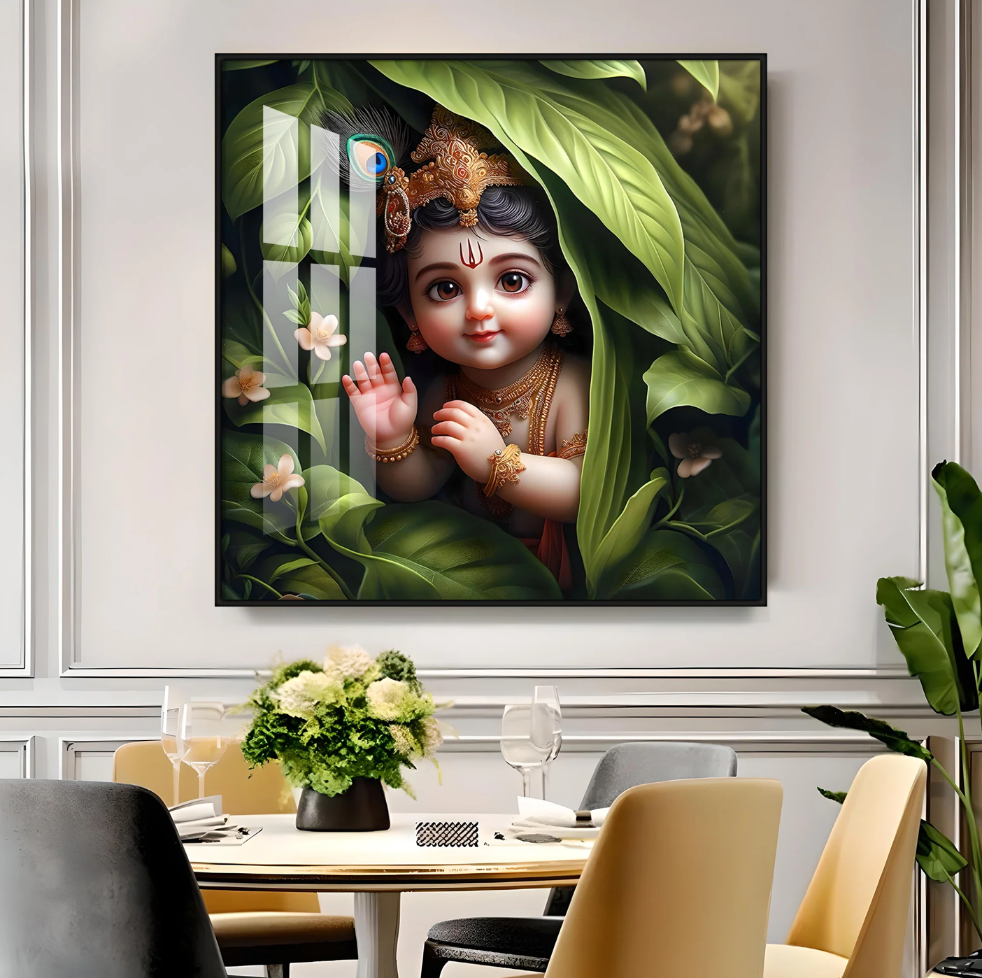 Ladoo Gopal Premium Acrylic Square Wall Art