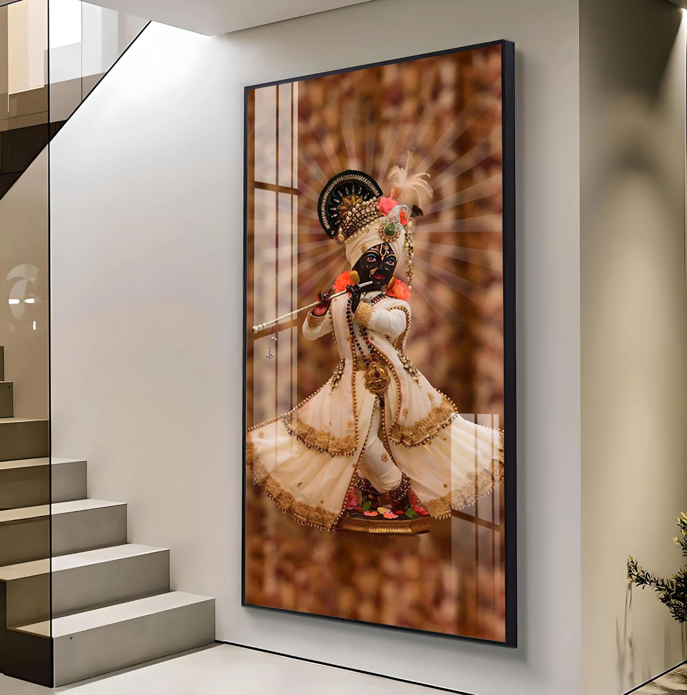 Shree Murlidhar Premium Acrylic Vertical Wall Art