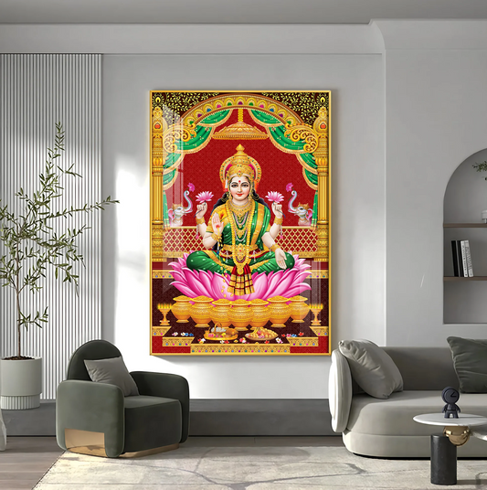 Lakshmi's Blessing Premium Acrylic Vertical Wall Art