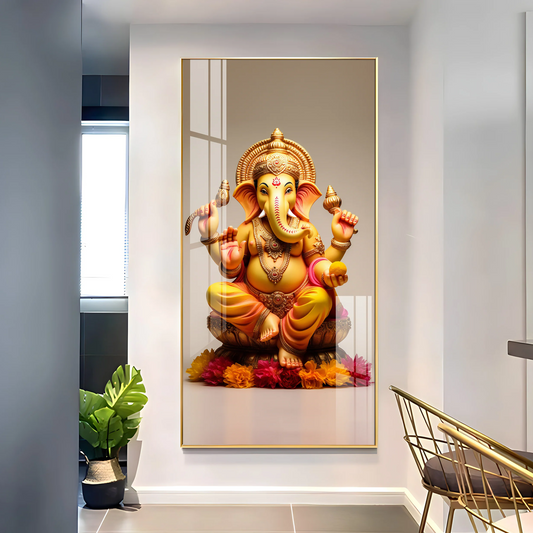 Lord Ganpati Premium Acrylic Vertical Wall Art