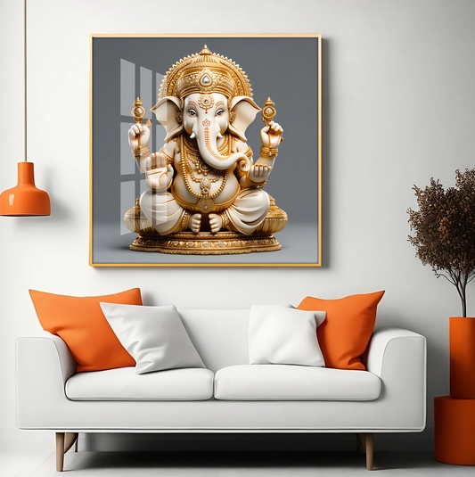 Cute Ganpati Premium Acrylic Square Wall Art
