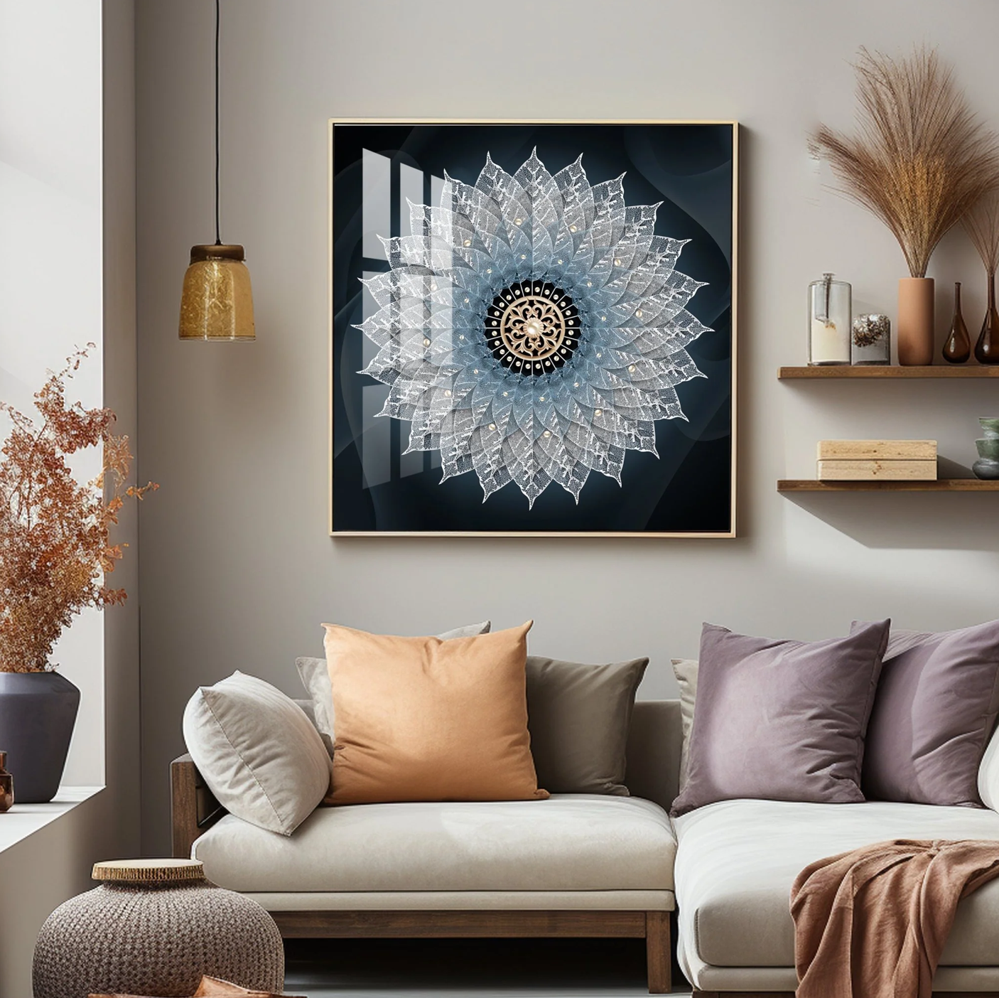 Flower Mandala Luxury Crystal Square Wall Art