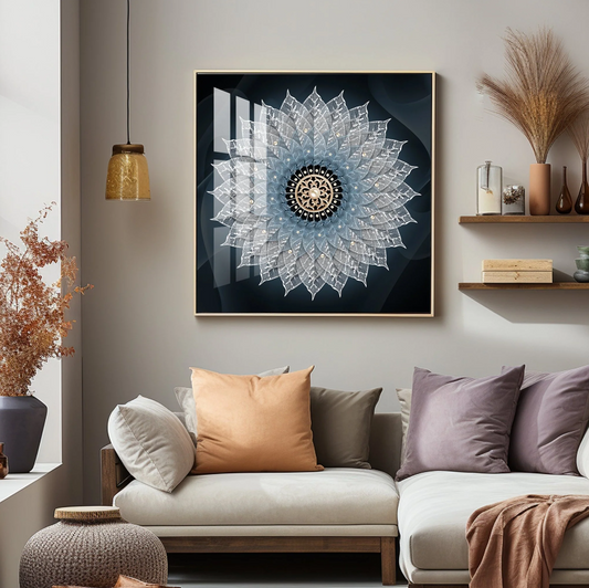 Flower Mandala Luxury Crystal Square Wall Art