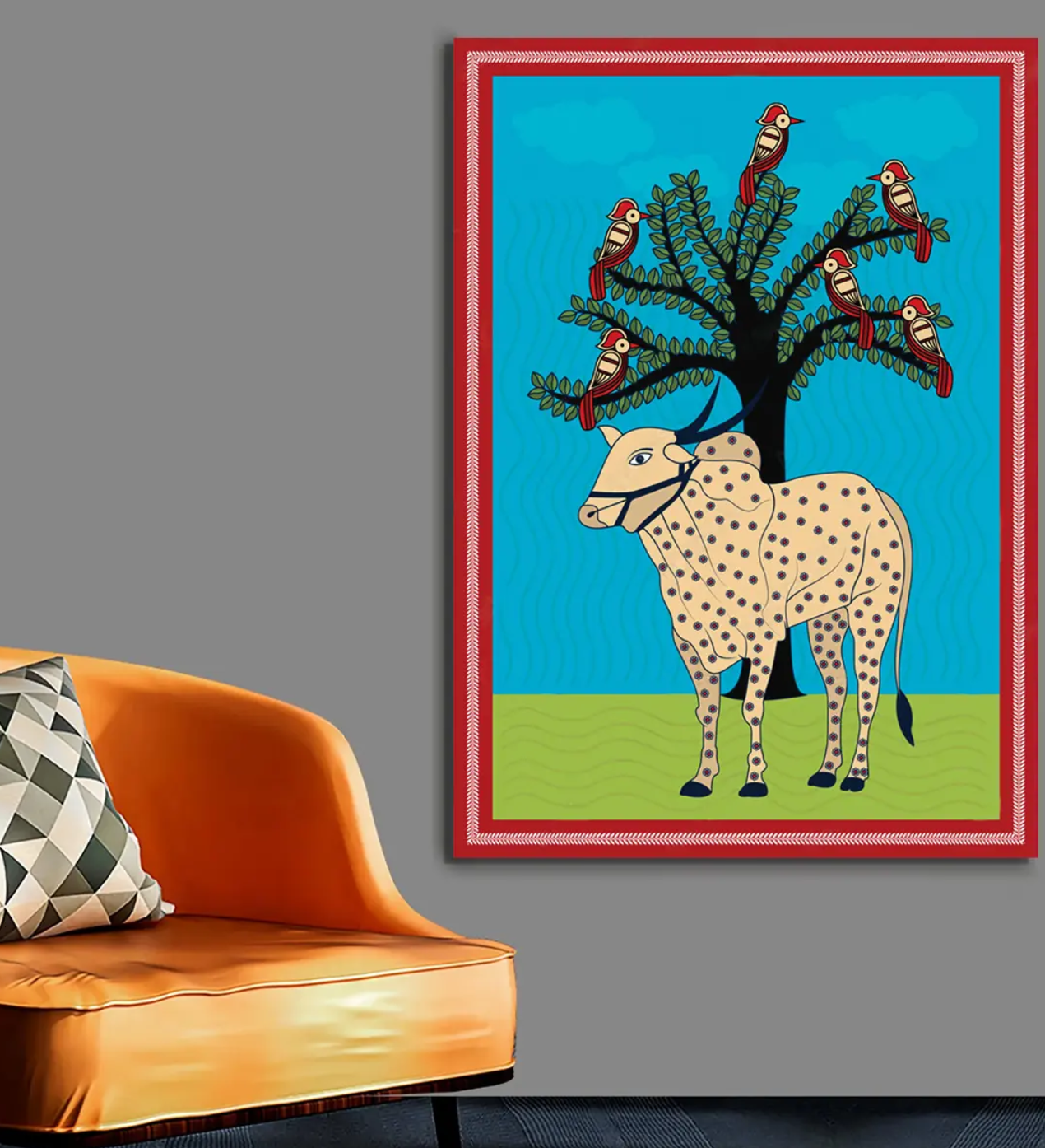 YF Amrit Mahal Cow Madhubani Painting