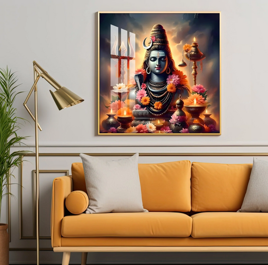 Om Namah Shivay Premium Acrylic Square Wall Art