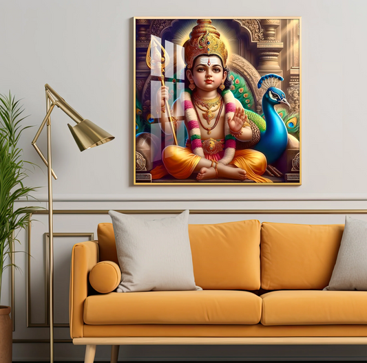Lord Murugan Premium Acrylic Square Wall Art