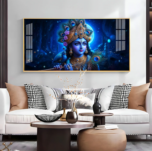Lord Krishna Bliss Premium Acrylic Horizontal Wall Art