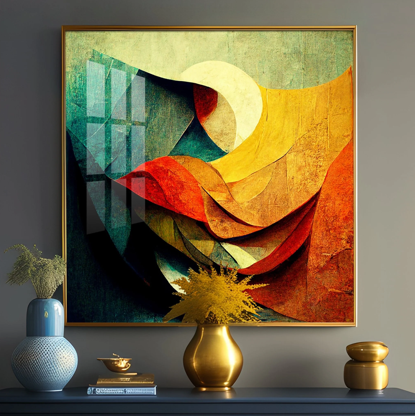 Abstract Contemporary Modern Watercolor Art Premium Acrylic Square Wall Art