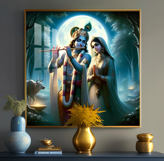 Jai Shree Radhekrishna Premium Acrylic Square Wall Art