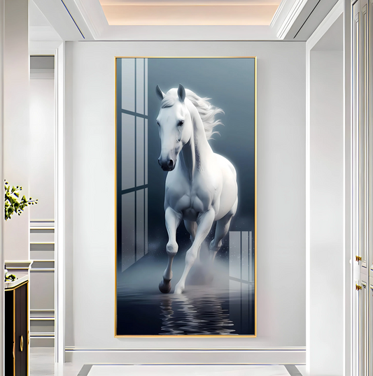 Beautiful White Horse Premium Acrylic Vertical Wall Art