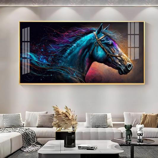 Neon Horse Premium Acrylic Horizontal Wall Art