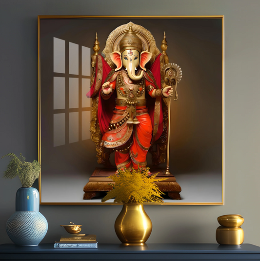 Standing Ganpati Premium Acrylic Square Wall Art