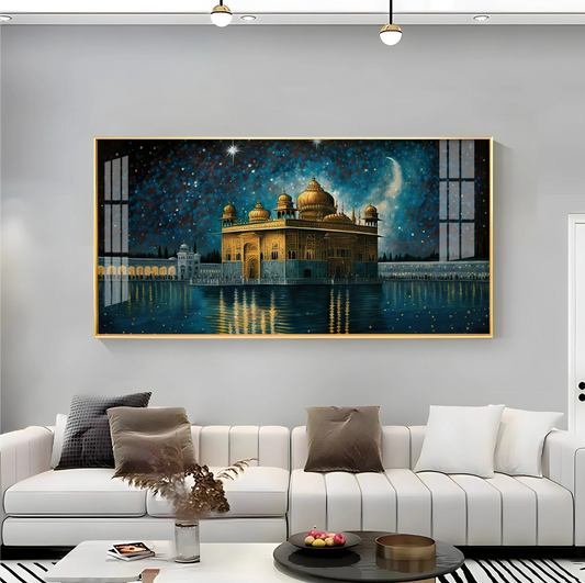 Beautiful Golden Temple With Constellation Premium Acrylic Horizontal Wall Art