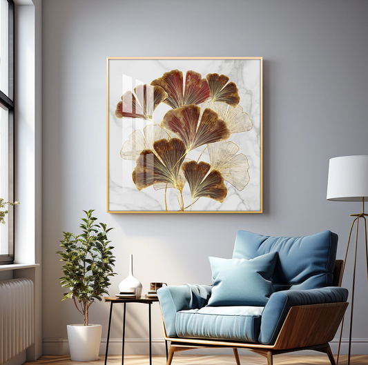 Biloba Leaf Premium Acrylic Square Wall Art