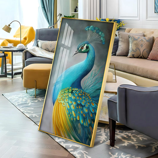 Peacock Panorama Premium Acrylic Vertical Wall Art