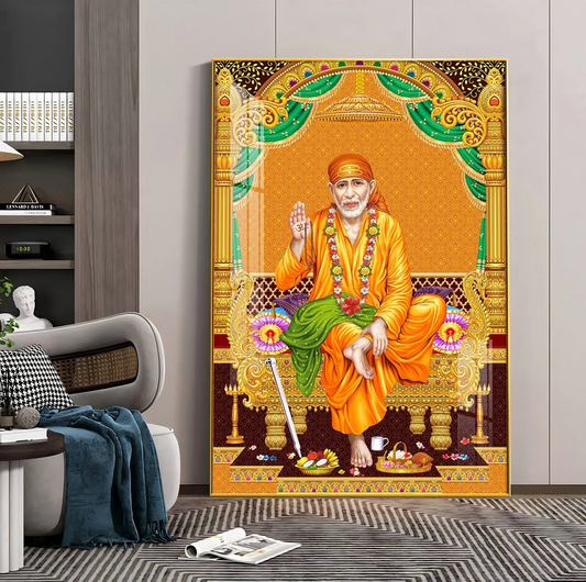 Divine Sai Baba Premium Acrylic Vertical Wall Art