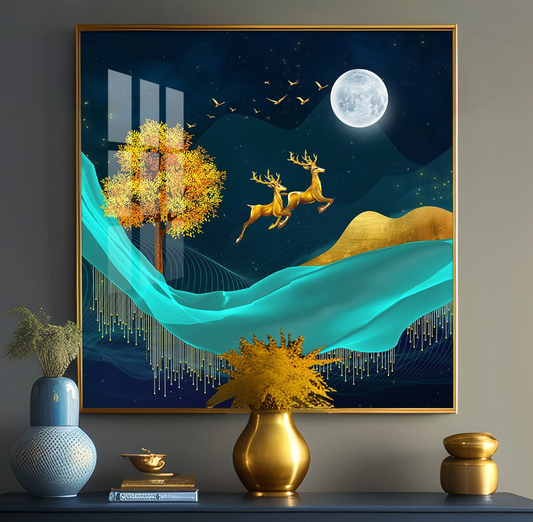Deer Is Flowing And Natural Premium Acrylic Square Wall Art