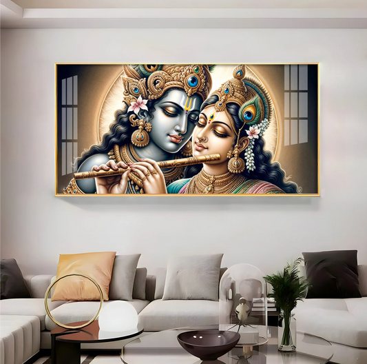 Enchanting Love Of Radha Krishna Premium Acrylic Horizontal Wall Art