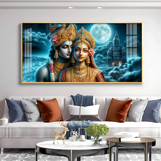 Radha Krishna Visage Mural Premium Acrylic Horizontal Wall Art