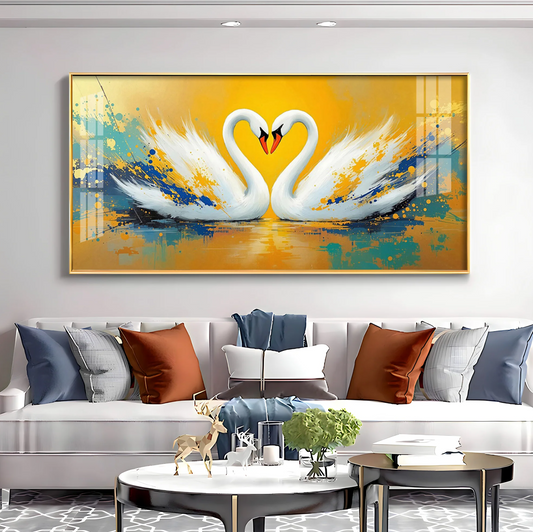Beloved Swan Hugging Premium Acrylic Horizontal Wall Art