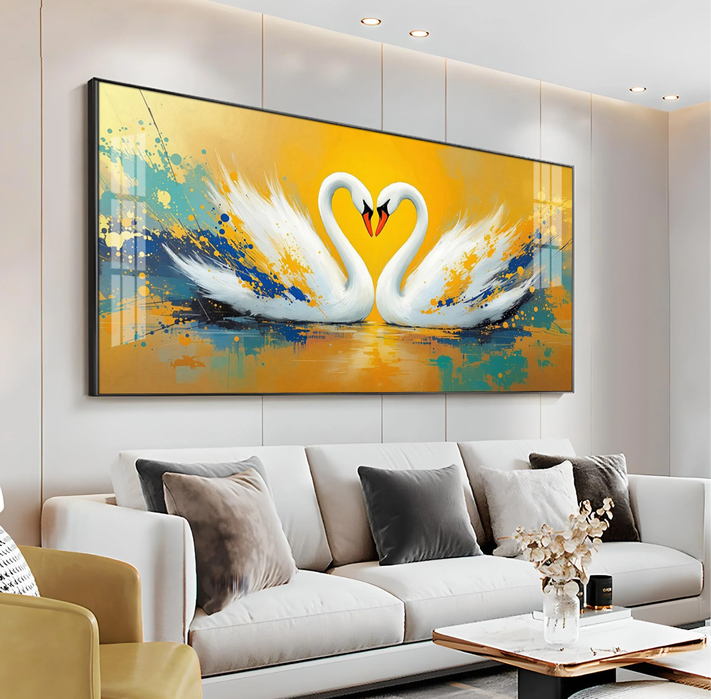 Beloved Swan Hugging Premium Acrylic Horizontal Wall Art