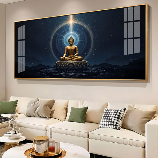 Majestic Buddha Mural Premium Acrylic Horizontal Wall Art