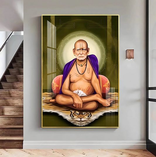 Contemplative Shri Swami Samartha Premium Vertical Acrylic Wall Art