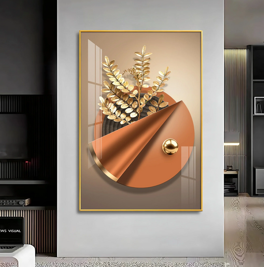 Aura Golden Petals Premium Acrylic Vertical Wall Art