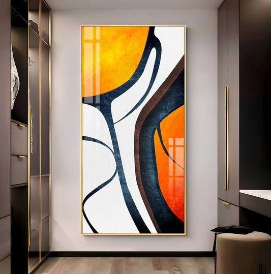 Orange Light Luxury Corridor Premium Acrylic Vertical Wall Art