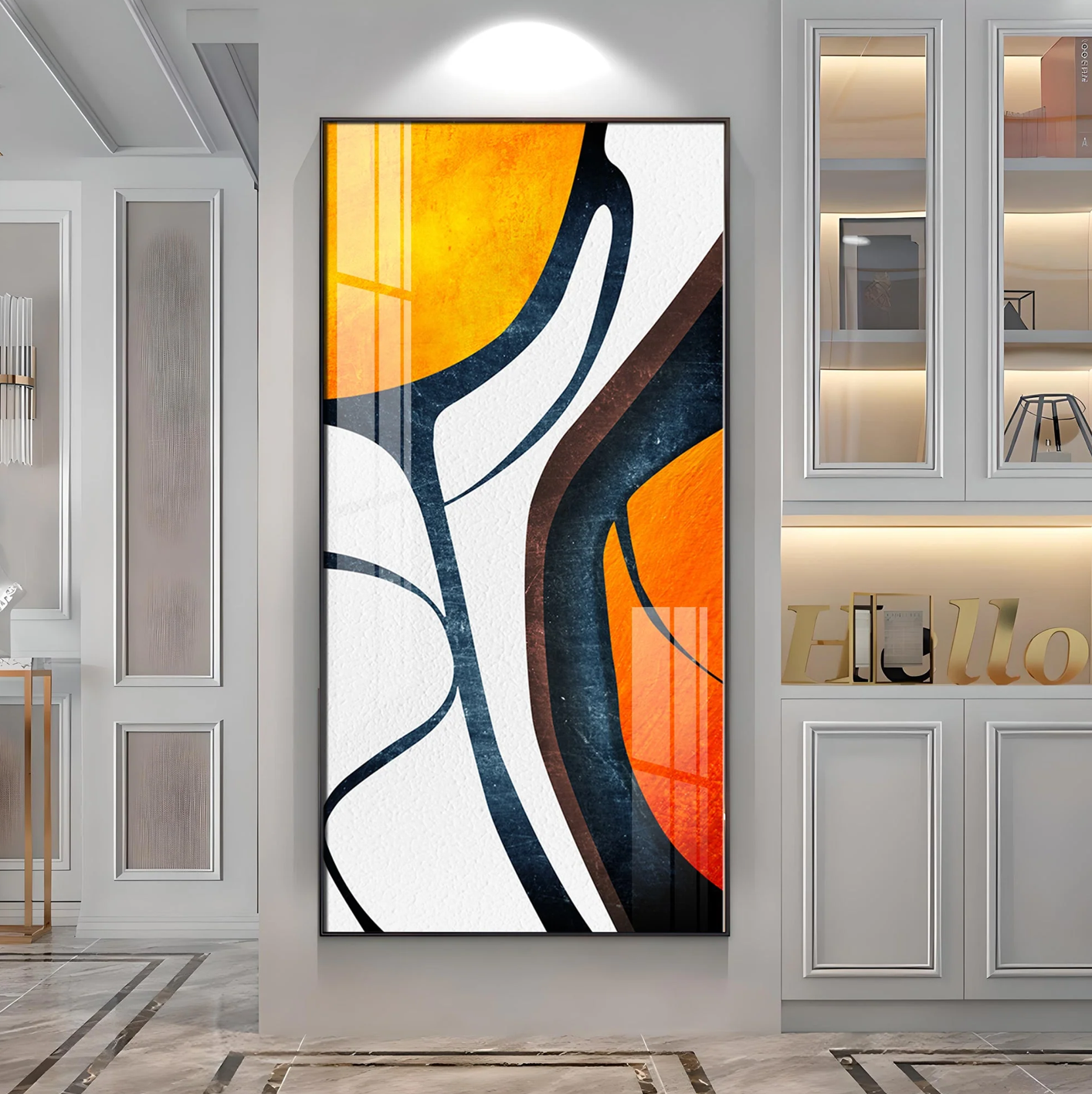 Orange Light Luxury Corridor Premium Acrylic Vertical Wall Art
