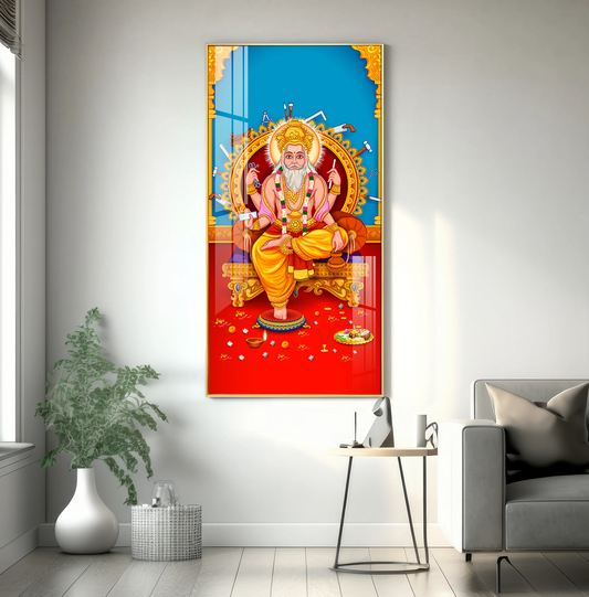 Lord Vishwakarma Premium Acrylic Vertical Wall Art