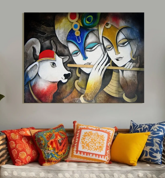 YF Traditional Ethnic Radha Krishna Painting