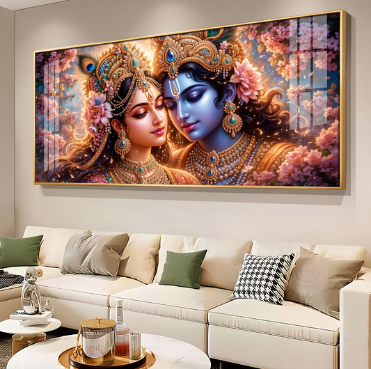 Krishna and Radha Unveiled Premium Acrylic Horizontal Wall Art