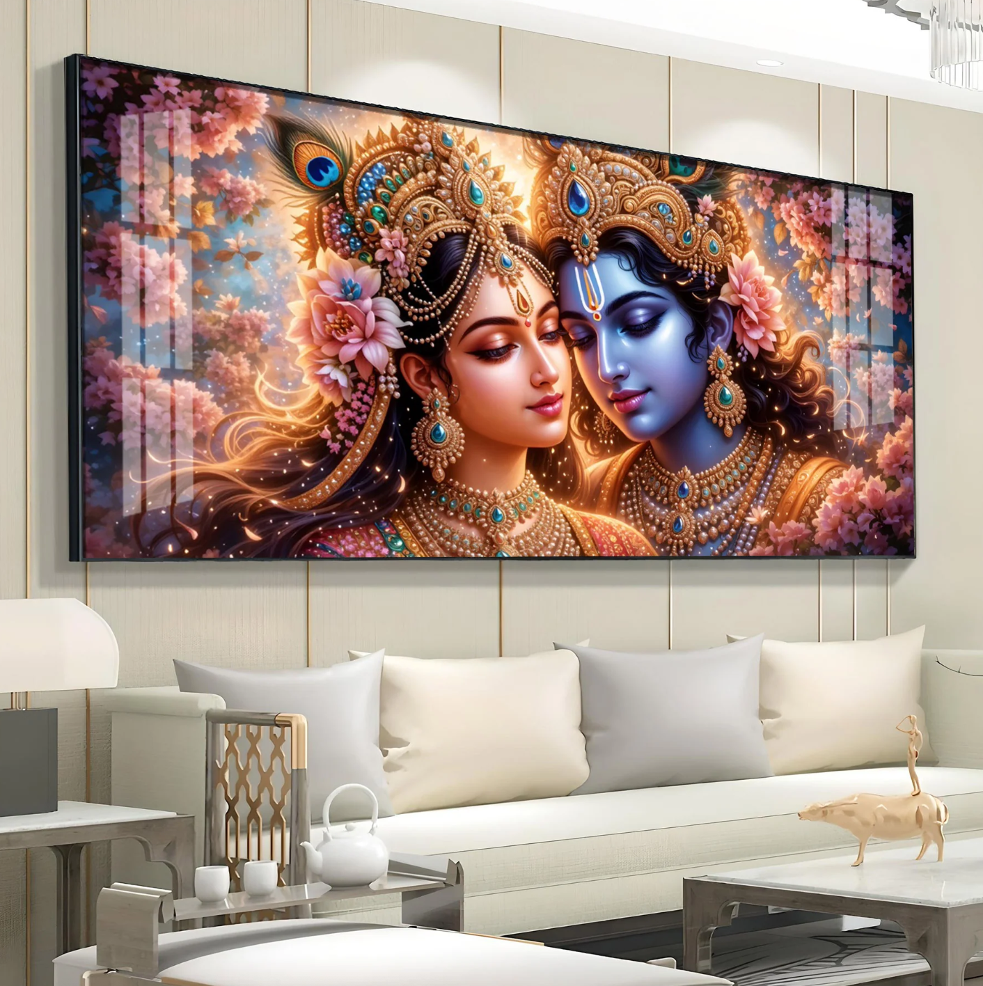 Krishna and Radha Unveiled Premium Acrylic Horizontal Wall Art