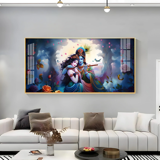 Astounding Love Of Radha Krishna Premium Acrylic Horizontal Wall Art