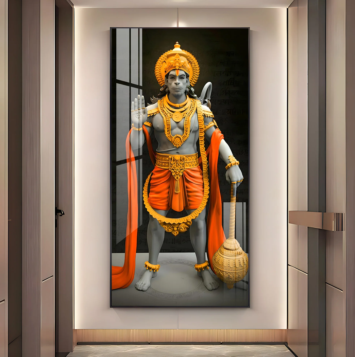 Cheeranjivi Hanuman Premium Acrylic Vertical Wall Art