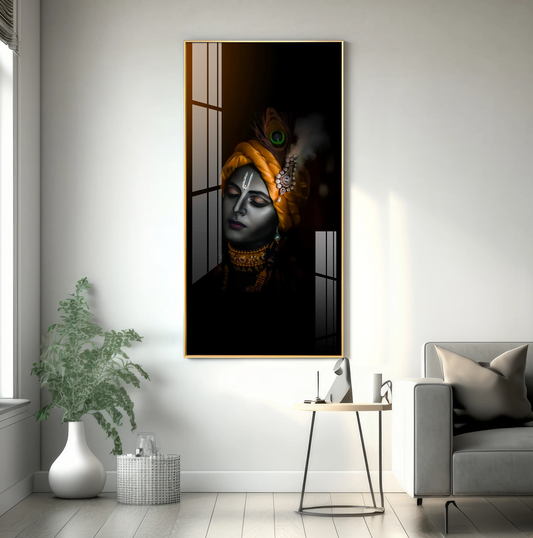 Lord Krishna Premium Acrylic Vertical Wall Art