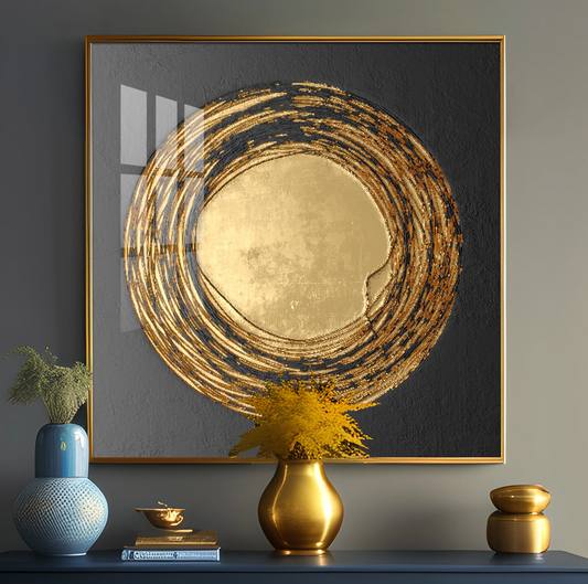 Retro Golden Circle Premium Acrylic Square Wall Art