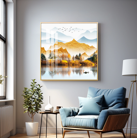 Sun Kissed Mountains Premium Acrylic Square Wall Art