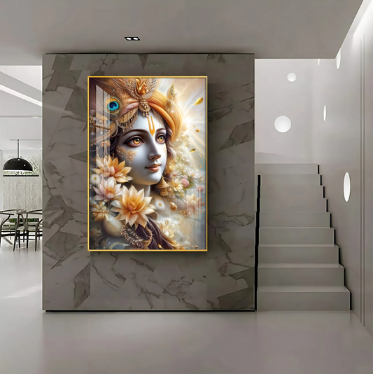Krishna Bhakti Premium Acrylic Vertical Wall Art