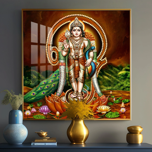 Lord Murugan Swamy Kartikey Premium Acrylic Square Wall Art