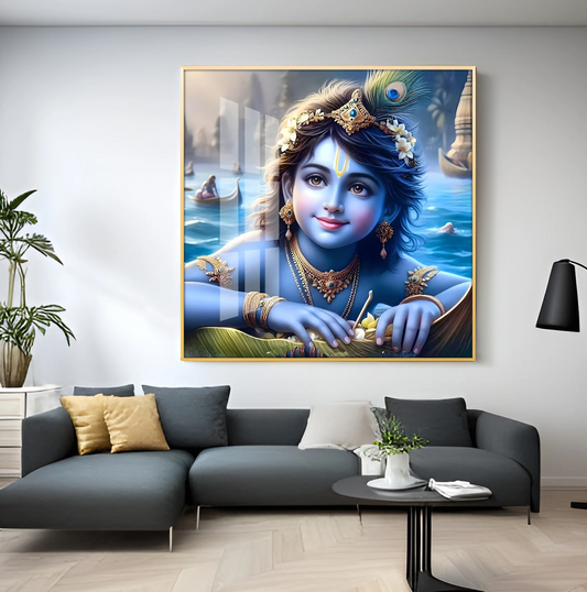 Little Krishna Premium Acrylic Square Wall Art