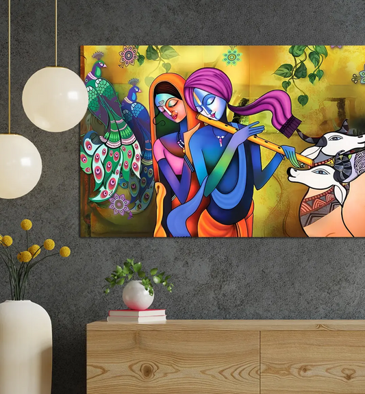 YF Ancient Radha Krishna Painting