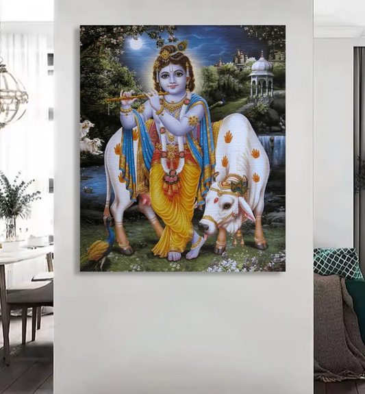 YF Beautiful Eternal Bliss Krishna Canvas Painting